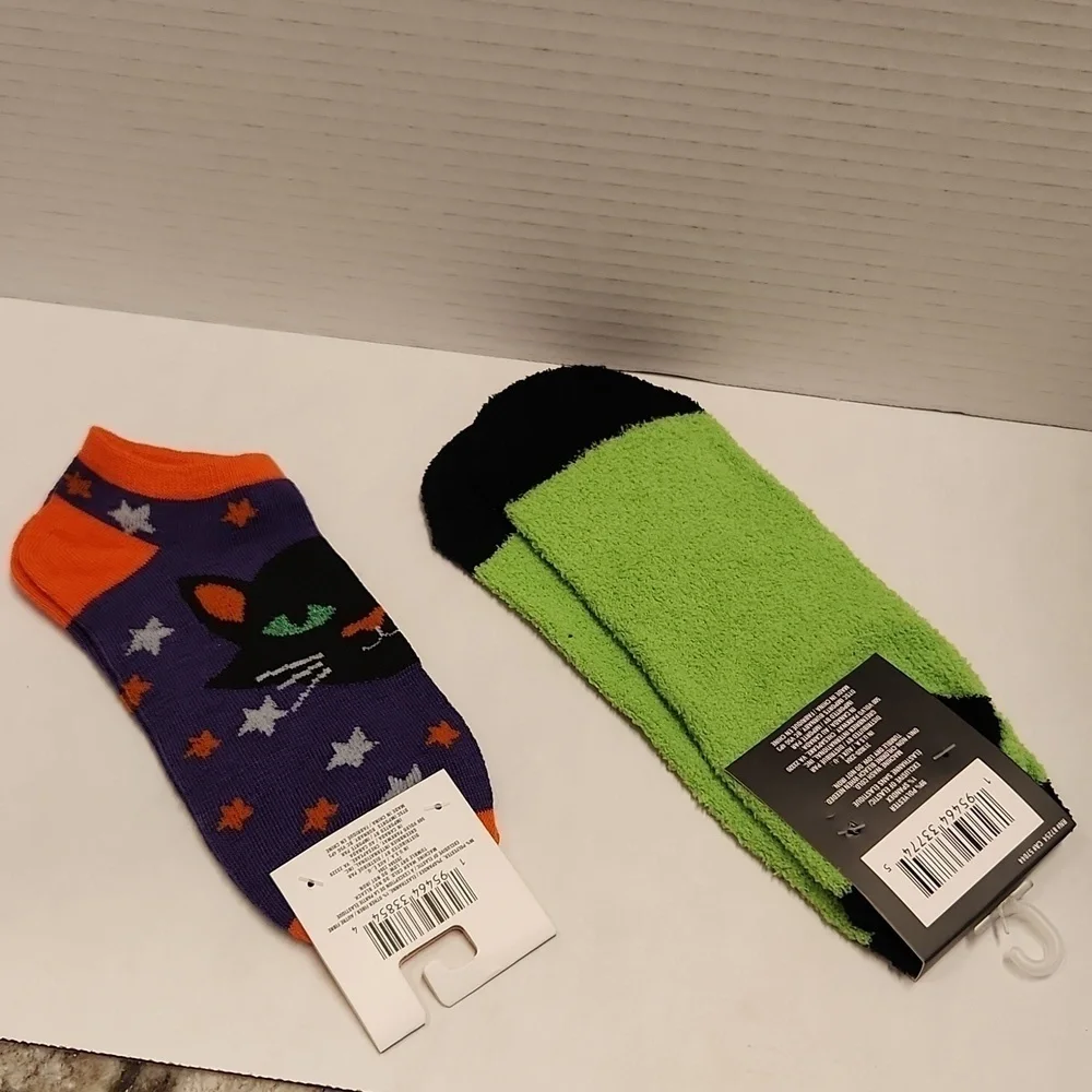 Cat Socks New Black Green Orange